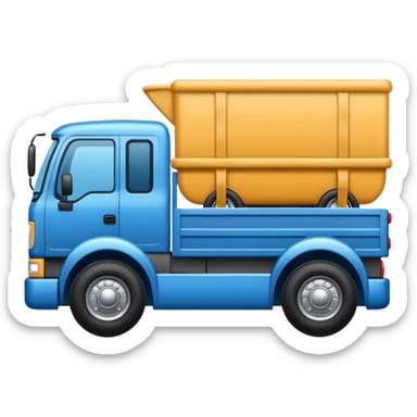 "iOS style truck emoji, big wheels with a cargo bed, smooth texture, no background" sticker