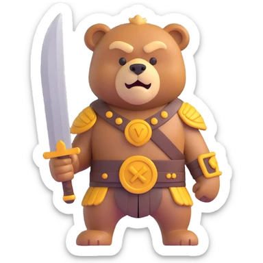 oso guerrero, warrior bear, 3D emoji style, fierce and strong sticker