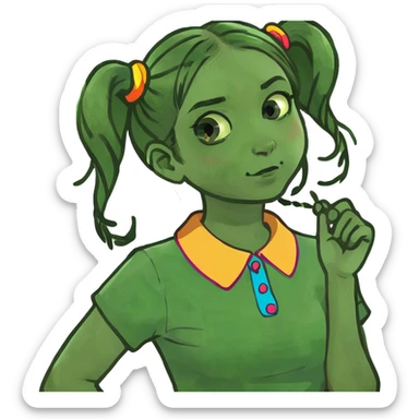 Black girl grabbing her neck with pigtails sticker