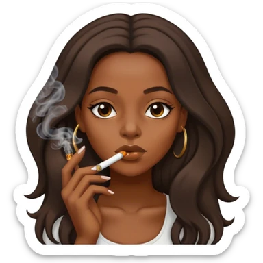 black girl with long hair smoking blunt sticker