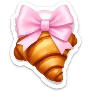 Croissant with pastel pink bow sticker
