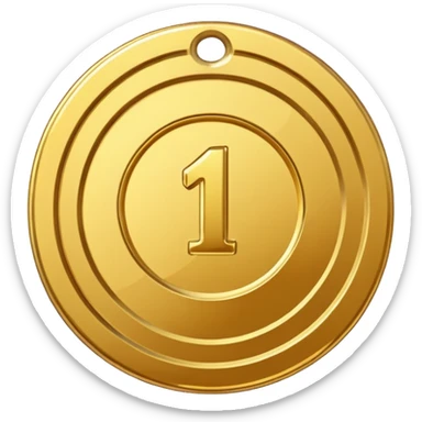 gold medal with a 1 inside sticker