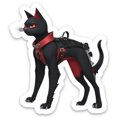 cool edgy elegant beautiful black punk red fantasy nargacuga-bat-cat-Fakemon collar harness full body sticker