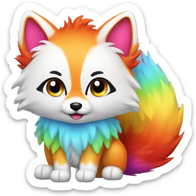 colorful rainbow fox fluffy sticker
