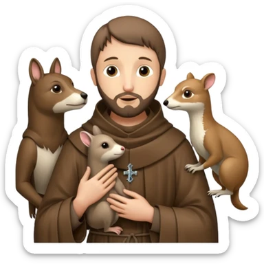 Saint Francis of Assisi cartoon modern type with animal to be used as an AI crfreation in HeyGen.com sticker