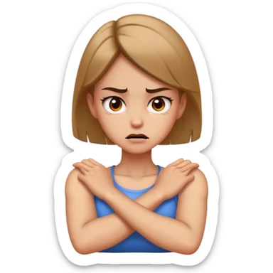 Girl arm crossed on neck very mad sticker
