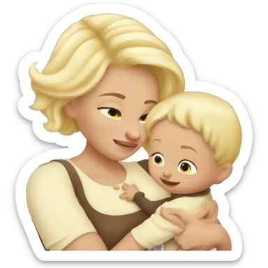 baby boy hug mommy blonde sticker