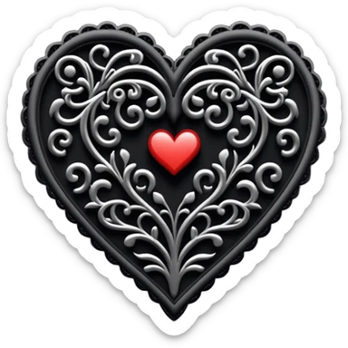 black lace heart  sticker