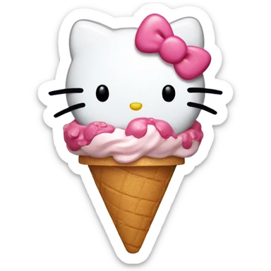 Hello kitty with ice cream sticker