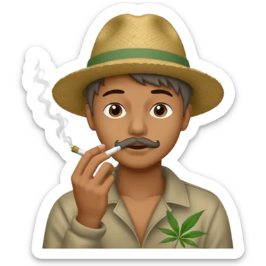 😮 face with 👌🏽hand to the mouth puffing on a weed joint sticker
