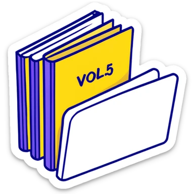 Purple book with "VOL. 5" written on the cover sticker