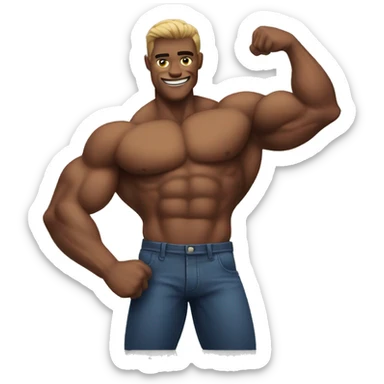 showing off muscles sticker