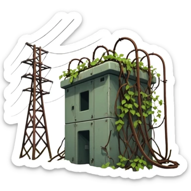 a collapsed substation during the apocalypse sticker