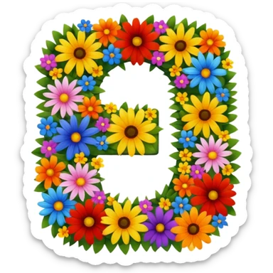 clear number 7 almost hidden beneath a dense layer of assorted flowers sticker