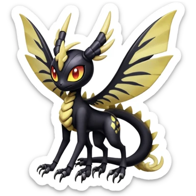 Spooky dark evil gloomy Meloetta-Giratina-Noibat-Pokémon-Fakémon-fusion-hybrid-creature sticker