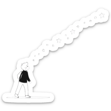 Person fading away into sparkles and stars, magical disappearance effect sticker