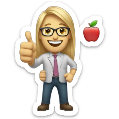 the teacher gives a thumbs up sticker