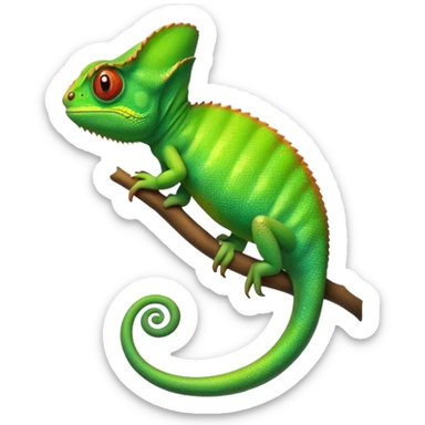 please create an animated color changing emoji that can be used as favicon . the default colour must be green and then its colour must change. the chemeleon should look to the left side sticker