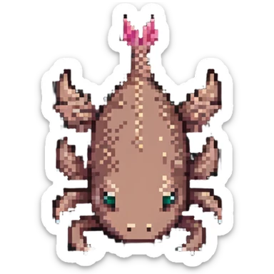 brown Minecraft axolotl, authentic blocky style and proportions, pixel art sticker