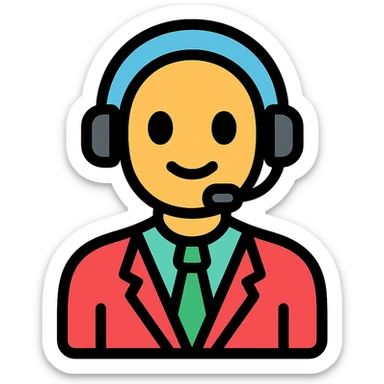 AI voice receptionist wearing a headset sticker