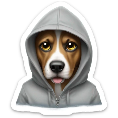 dog with a gun wearing a hoodie  sticker
