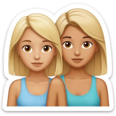 Gebräuntes Mädchen mit blonden Haaren und ihrer gebräunte braunhaarige Bestie  sticker