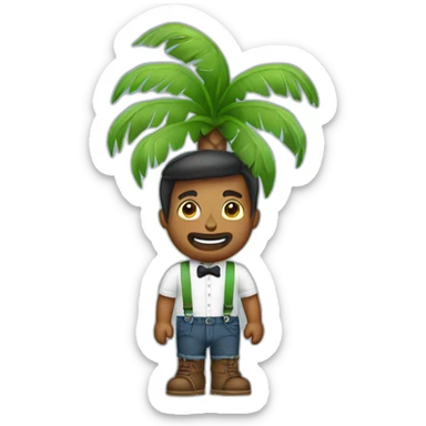 palmtree wearing suspenders sticker