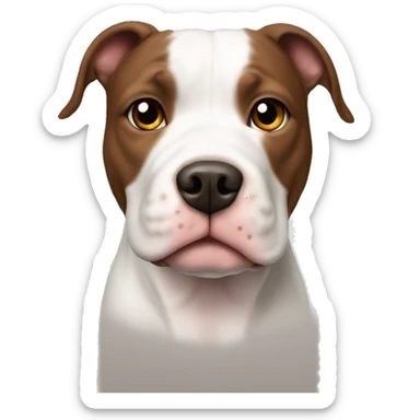 White and brown pit bull fluffy sticker