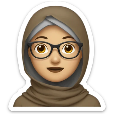 asian woman wearing brown hijab and glasses sticker