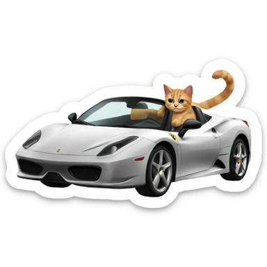 cat driving ferrari  sticker