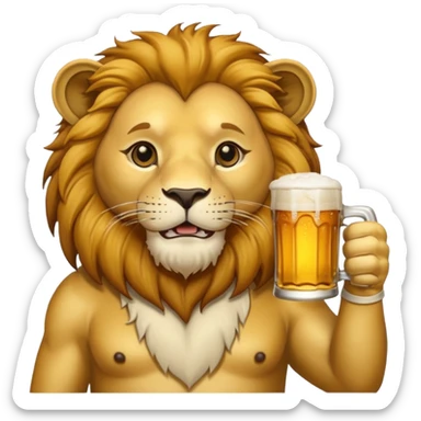 Lion drinking alcohol  sticker