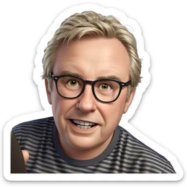 smiling boy in striped shirt sticker