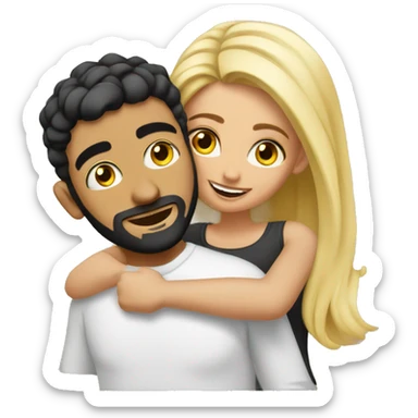 Arab guy hugs blonde with tattoos sticker