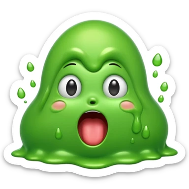 A good blob of slime with his mouth open yelling with his eyes closed sticker