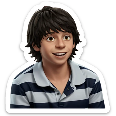 smiling boy in striped shirt sticker