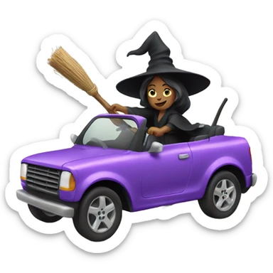 A witch driving a car sticker