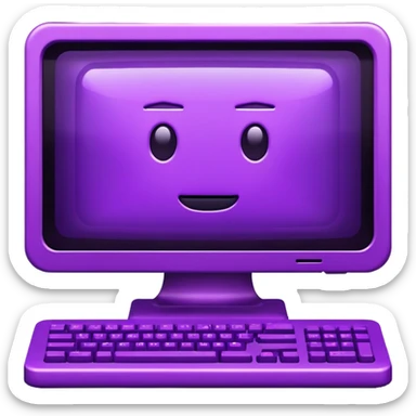 A futuristic terminal prompt colored purple on an old computer ascii sticker