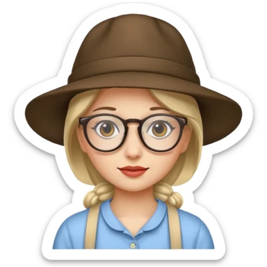 hatted girl with glasses sticker