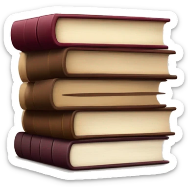 Stack of burgundy and brown books sticker
