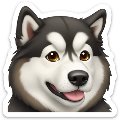 alaskan malamute dog, black, brown and white sticker