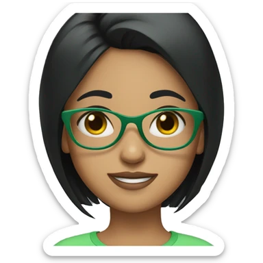 girl with green glasses and straight black hair  sticker