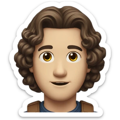 Eddie Munson Joseph Quinn with dark curled long hair stranger things sticker