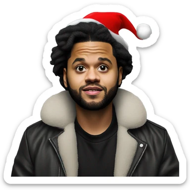 The Weeknd with santa hat sticker