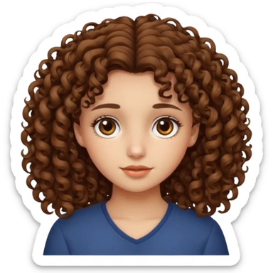 Make a a girl with curly brown hair and brown eyes sticker