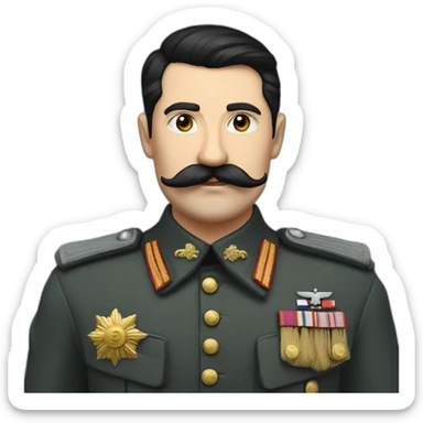 Moustache black haired russian officer ww2 sticker