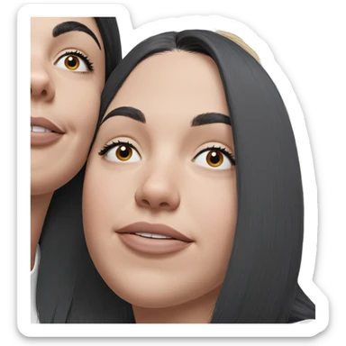 two girls with black hair sticker