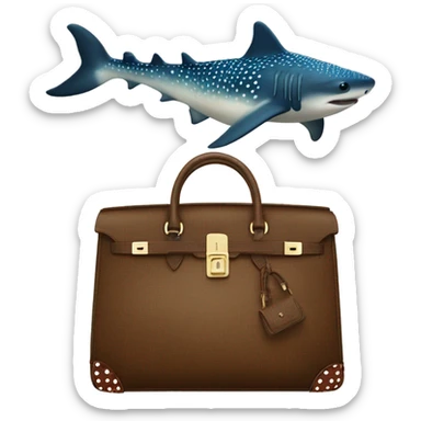 Whale shark holding a birkin bag sticker