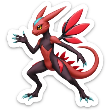 Colorful Meloetta-Guilmon-Darkrai-Pokémon-Fakémon-fusion-hybrid-creature sticker