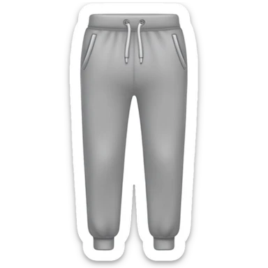 A realistic simple grey sweatpants icon, no person, isolated on transparent background, flat emoji style sticker