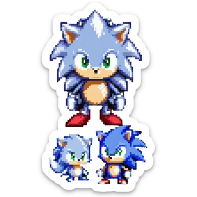 Baby Sonic the Hedgehog, baby Shadow the Hedgehog, and baby Silver the Hedgehog together sticker